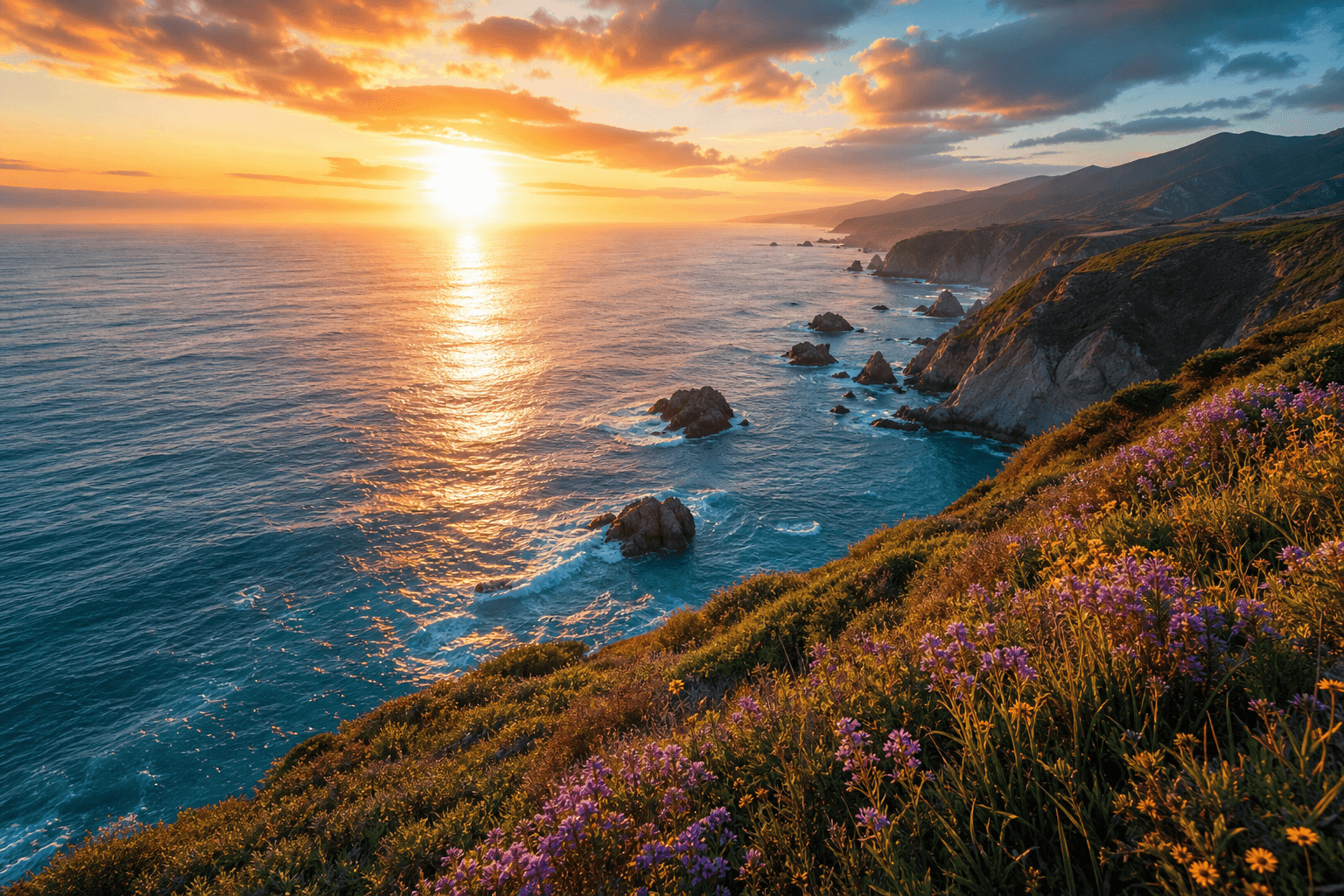 Dramatic coastal sunrise over the Pacific Ocean representing hope and recovery in Orange County California