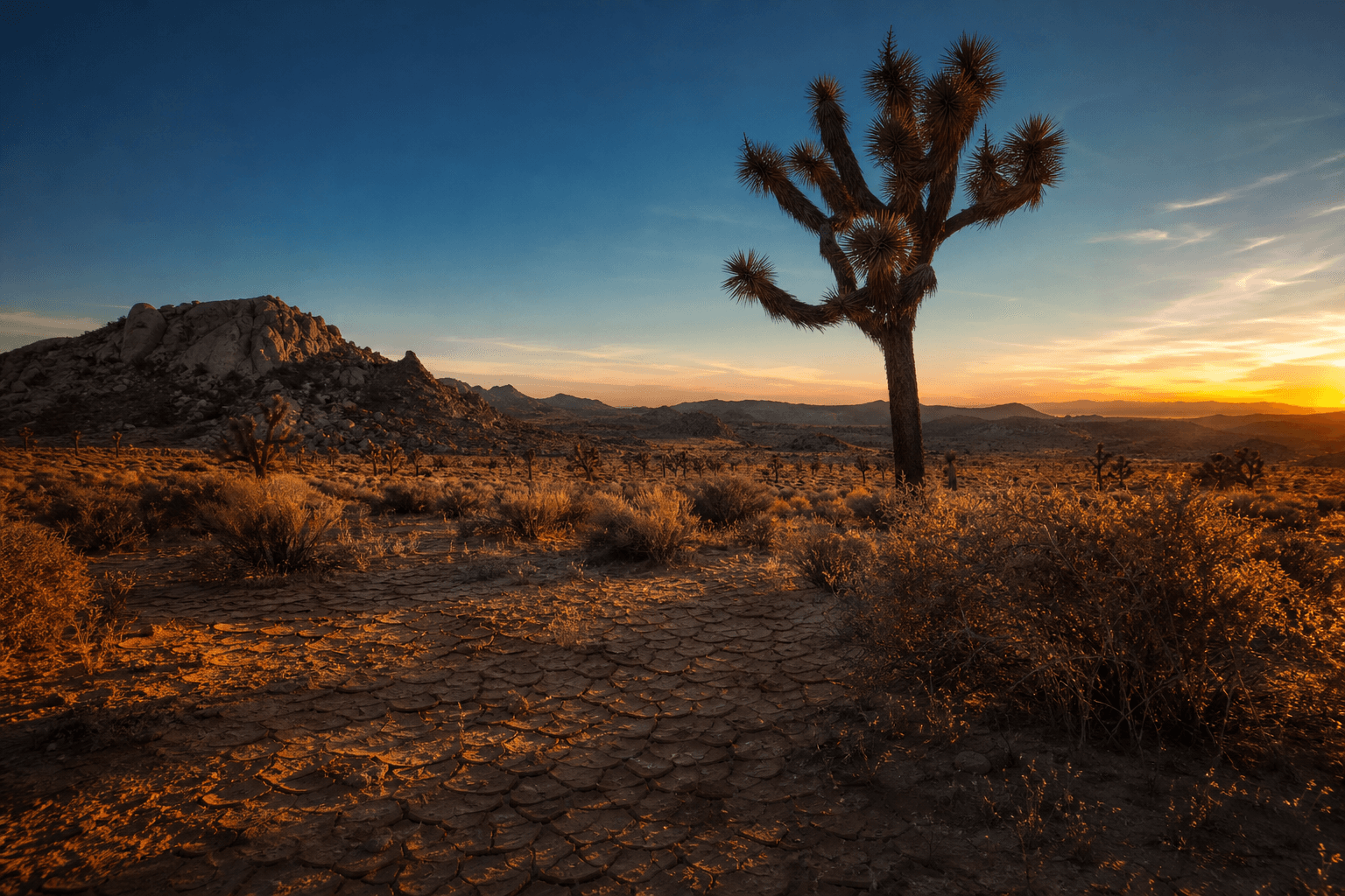 California high desert landscape at golden hour representing recovery and open space near Orange County