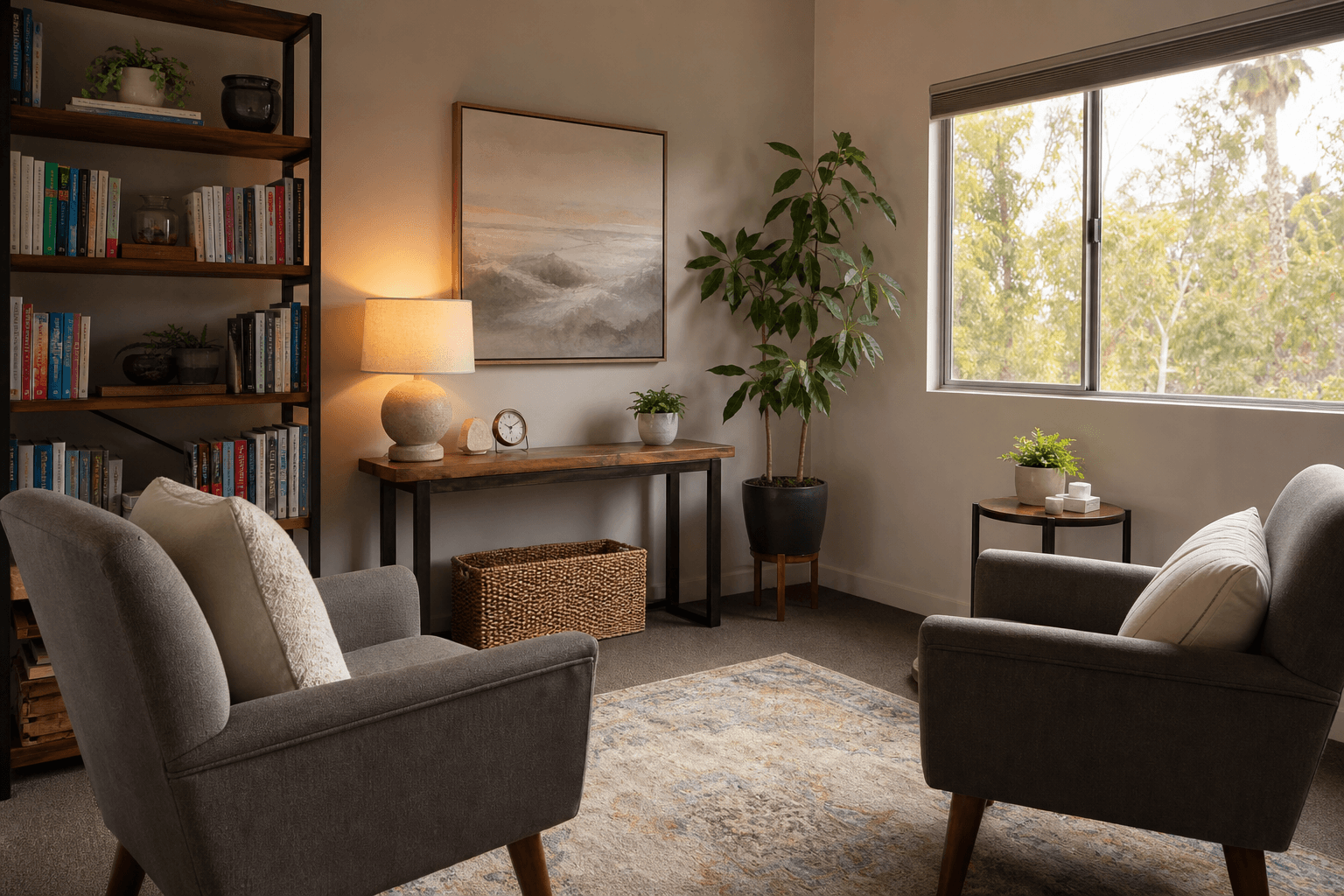 Modern individual therapy counseling office at Rize OC Intensive Outpatient Program in Orange County